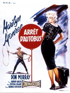 Movie poster with Marilyn Monroe standing at a bus stop