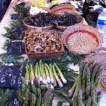 Mushrooms and asparagus in the Cours Saleya open air market