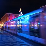 Tramway at night
