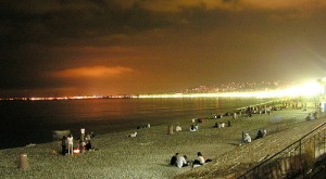 The beach in Nice at night