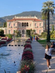 The villa as seen from the fountains and gardens