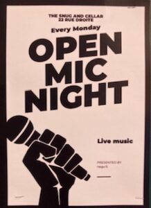 Poster for Snug's Open Mic night